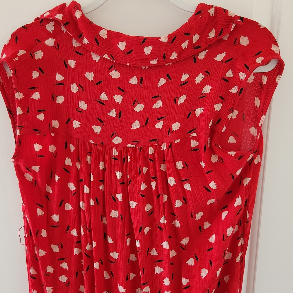 Red Floral Print Billabong Sleeveless Maxi Dress Size M. - Picture 10 of 11